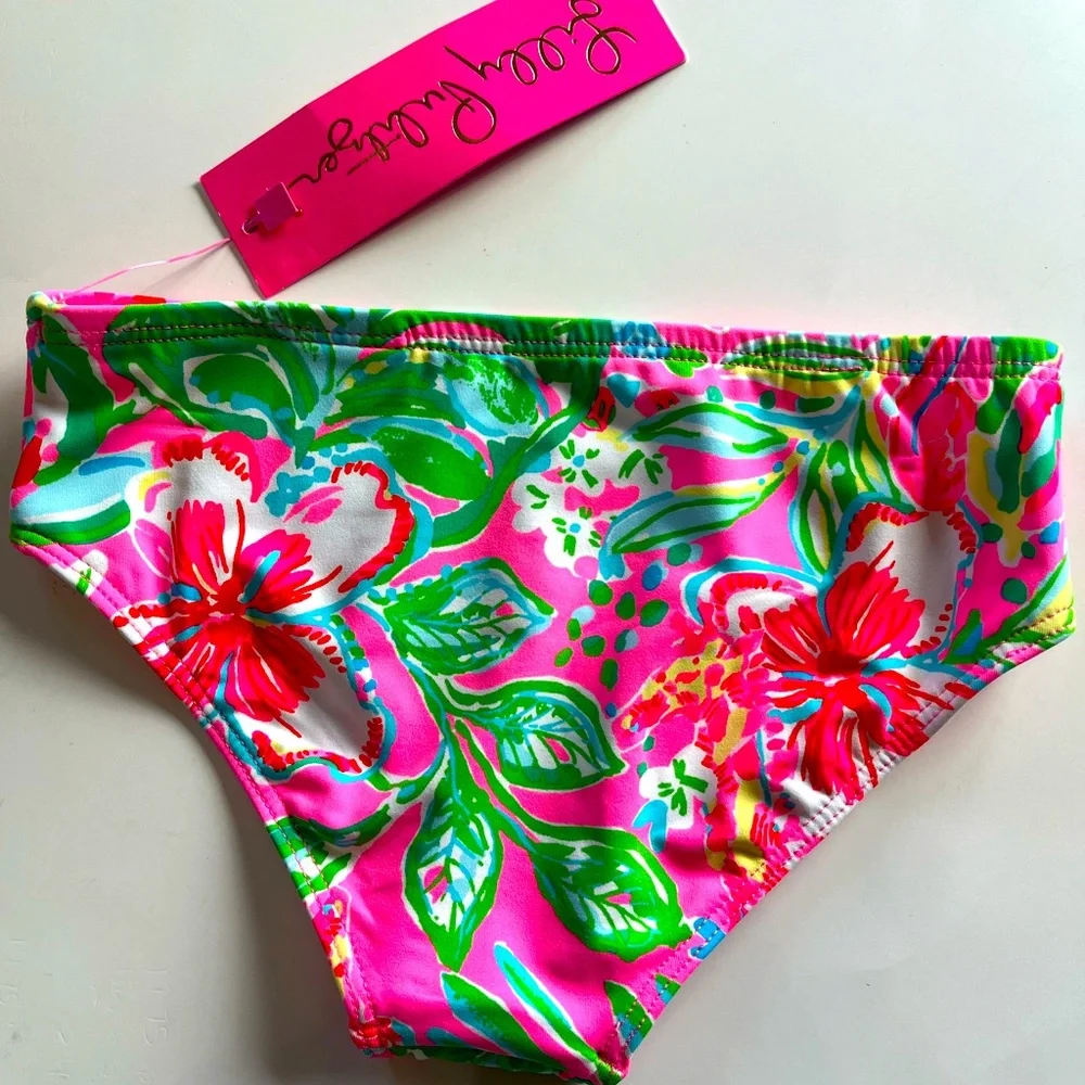 Lilly Pulitzer Girls 4 Journey to the Jungle Floral Bikini Bottom UPF 50‎ Pink